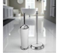 Showerdrape Opera 2 Piece Bathroom Accessory Set Spare Roll Holder & Toilet Brush in White Showerdrape White