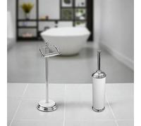 Showerdrape Opera 2 Piece Bathroom Accessory Set Toilet Roll Holder & Toilet Brush in White Showerdrape White