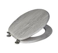Showerdrape Oxford Grey Oak Wooden Toilet Seat - Premium MDF WC Seat with Soft Close Hinges, Walnut Wood Effect Bathroom Toilet Lid, Easy Clean & Universal Fit