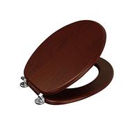 Showerdrape Oxford Mahogany Wooden Toilet Seat - Premium MDF WC Seat with Hinges, Walnut Wood Effect Bathroom Toilet Lid, Easy Clean & Universal Fit