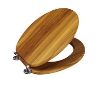 (Antique Pine) Wooden Toilet Seat Adjustable Stainless Steel Hinges