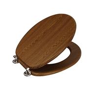 Showerdrape Oxford Walnut Wooden Toilet Seat - Premium MDF WC Seat with Hinges, Walnut Wood Effect Bathroom Toilet Lid, Easy Clean & Universal Fit