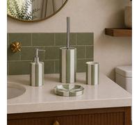 Showerdrape Pier Green & White Striped 4 Piece Bathroom Accessory Set