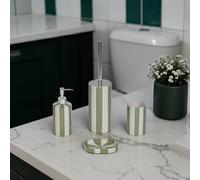 Showerdrape Pier Green & White Striped 4 Piece Bathroom Accessory Set Showerdrape White