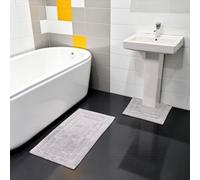 Showerdrape Pinnacle Grey 2 Piece 100% Cotton Bath Mat Set