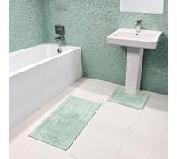Showerdrape Pinnacle Spearmint Green 2 Piece 100% Cotton Bath Mat Set