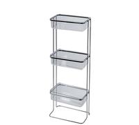 Showerdrape Pure 3 Tier Storage Shelf Freestanding Corner or Rectangular Organiser Rack for Bathrom Acrylic/Chrome Floor Caddy (Rectangular Shelves)