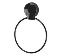 Showerdrape PushLoc Black Towel Ring - Wall-Mounted Suction, Tool-Free Installation, Bathroom Hand Towel Holder