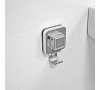 Showerdrape Pushloc Chrome Steel Suction Wall Mounted Robe Hook With Mounting Square