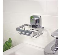 Showerdrape Pushloc Chrome Steel Suction Wall Mounted Soap Basket in Silver Showerdrape Silver