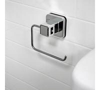Showerdrape Pushloc Chrome Steel Suction Wall Mounted Toilet Roll Holder