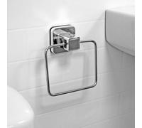 Showerdrape Pushloc Chrome Steel Suction Wall Mounted Towel Ring With Mounting Square