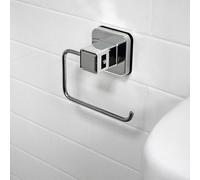 Showerdrape Pushloc Chrome Steel Suction Wall Toilet Roll Holder & Mounting Square in Silver Showerdrape Silver