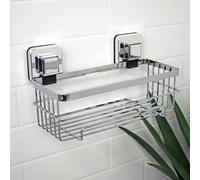Showerdrape Pushloc Stainless Steel Suction Wall Mounted Bottle Basket