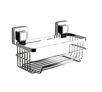 Showerdrape Pushloc Wall Mounted Double Edge Suction Bottle Basket, Chrome, No Drilling, Easy Installation