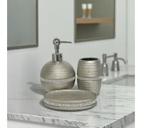 Showerdrape Pzazz Silver Diamante 3 Piece Bathroom Sink Accessory Set