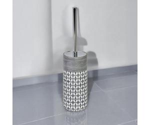 Showerdrape Ravello Geo Floral Grey & White Toilet Brush & Holder