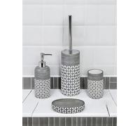 Showerdrape Ravello Geometric Floral Grey & White 4 Piece Bathroom Accessory Set