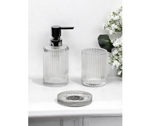 Showerdrape Regent Ribbed Glass Chrome 3 Piece Bathroom Accessory Set