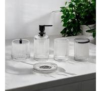 Showerdrape Regent Ribbed Glass Chrome 5 Piece Bathroom Accessory Set