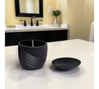 Showerdrape Ripple Bathroom Accessory Set - Soap Dish & Toothbrush Holder in Black Showerdrape Black