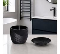 Showerdrape Ripple Black Textured Bathroom Accessory Set - Soap Dish & Toothbrush Holder