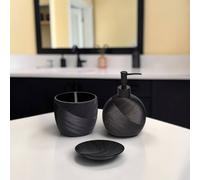 Showerdrape Ripple Textured 3 Piece Bathroom Accessory Set in Black Showerdrape Black