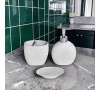 Showerdrape Ripple Textured 3 Piece Bathroom Accessory Set in White Showerdrape White
