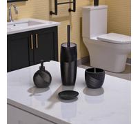 Showerdrape Ripple Textured 4 Piece Bathroom Accessory Set in Black Showerdrape Black