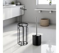 Showerdrape Sage Green Bathroom Accessories Set Toilet Roll Holder & Toilet Brush in Black Showerdrape Black