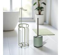 Showerdrape Sage Green Bathroom Accessory Set Toilet Roll Holder and Toilet Brush