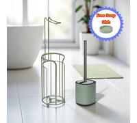 Showerdrape Sage Green Bathroom Accessory Set Toilet Roll Holder And Toilet Brush