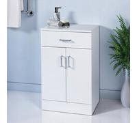 Showerdrape Salerno High Gloss White Bathroom Double Door Cabinet