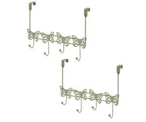 Showerdrape Set Of 2 Butterflies Sage Green Over Door Storage Hooks
