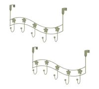 Showerdrape Set of 2 Flowers White Over Door Storage Hooks in Green Showerdrape Green