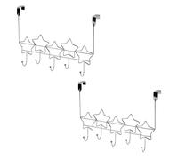 Showerdrape Set of 2 Stars Black Over Door Storage Hooks in Metallic Silver Showerdrape Metallic Silver