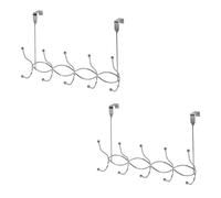 Showerdrape Set of 2 Waves Black Over Door Storage Hooks in Metallic Silver Showerdrape Metallic Silver