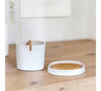 Showerdrape Sonata Bamboo Bathroom Accessory Set - Soap Dish & Toothbrush Holder in White Showerdrape White