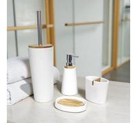 Showerdrape Sonata Bamboo Collection 4 Piece Bathroom Accessory Set in White Showerdrape White