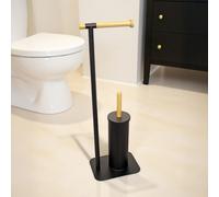 Showerdrape Sonata Bamboo Collection Toilet Roll Holder & Toilet Brush Combination in Black Showerdrape Black