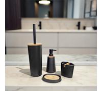 Showerdrape Sonata Black & Bamboo 4 Piece Bathroom Accessory Set