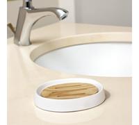 Showerdrape Sonata Black & Bamboo Soap Dish in White Showerdrape White