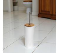 Showerdrape Sonata White & Bamboo Toilet Brush & Holder