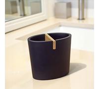Showerdrape Sonata White & Bamboo Toothbrush Holder in Black Showerdrape Black