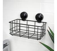 Showerdrape Suctionloc Black Steel Suction Wall Mounted Bottle Basket Showerdrape Black
