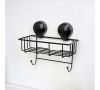 Showerdrape Suctionloc Black Steel Suction Wall Mounted Rectangular Basket