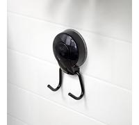 Showerdrape SuctionLoc Black Steel Suction Wall Mounted Robe Hook with Mounting Disc