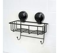 Showerdrape Suctionloc Black Steel Suction Wall Mounted Sponge Basket