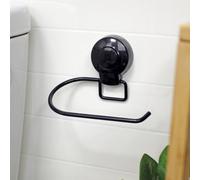 Showerdrape Suctionloc Black Steel Suction Wall Mounted Toilet Roll Holder