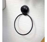 Showerdrape Suctionloc Black Steel Suction Wall Mounted Towel Ring